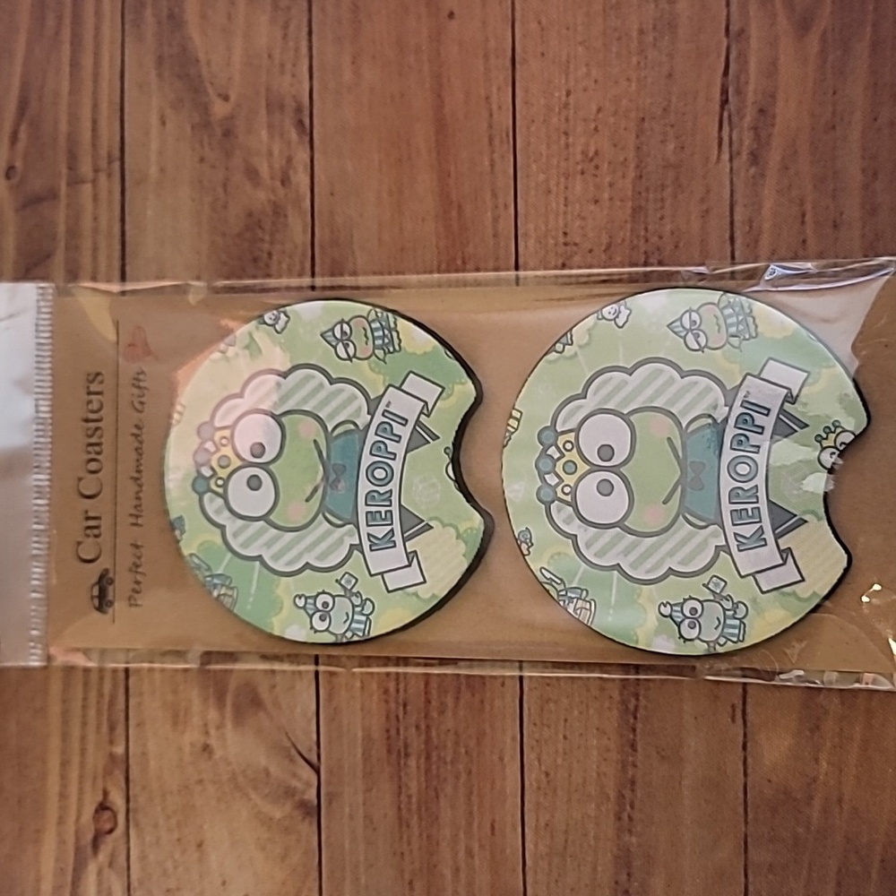 Frog Handmade Reuseable Neoprene Set of 2 Cup Holder Car Coasters